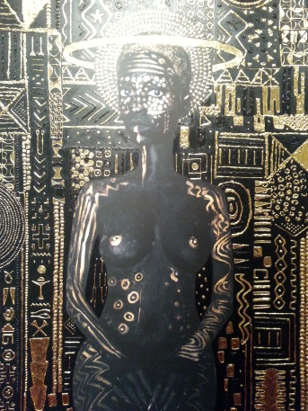Constellations, pure 24 karat gold, acrylic, gouache, print on matte canvas - Lina Iris Viktor
